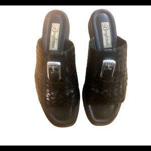 Vintage Brighton Woven Black Leather Mules